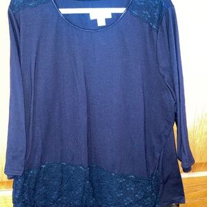 Lace trimmed long sleeve